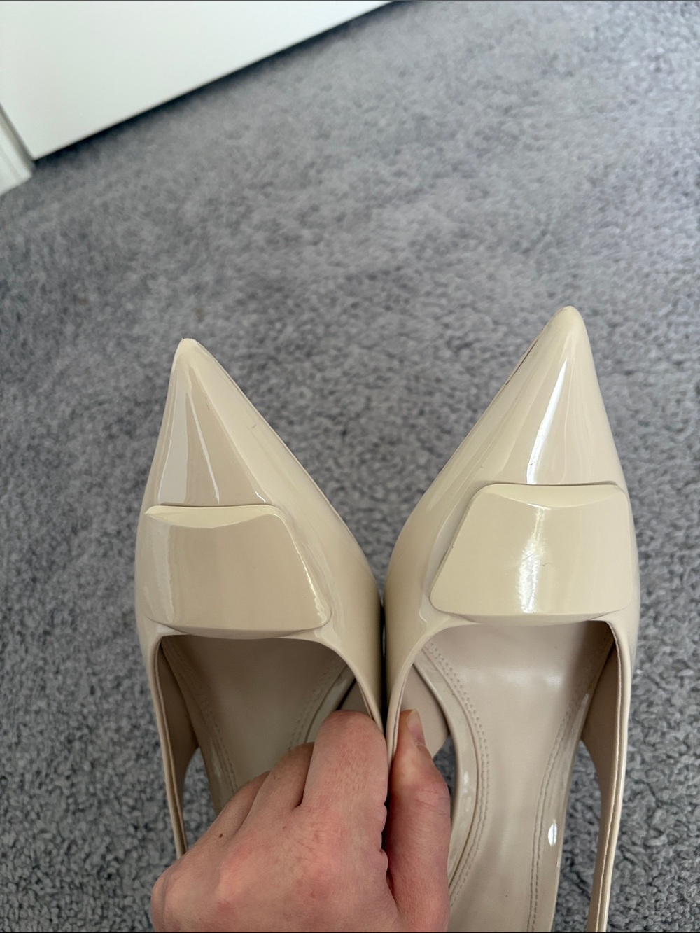 ZARA Women Preppy Corp Core White Leather Slingback Kitten Heels  SZ 40 - Picture 7 of 8
